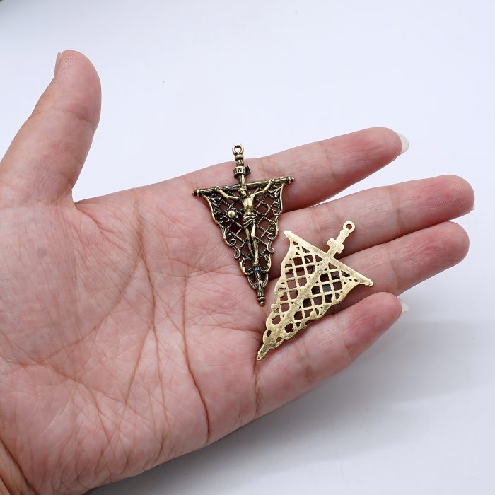 DIY十字架-复古镂空-黄铜-4.1x3.1cm Catholic religious art