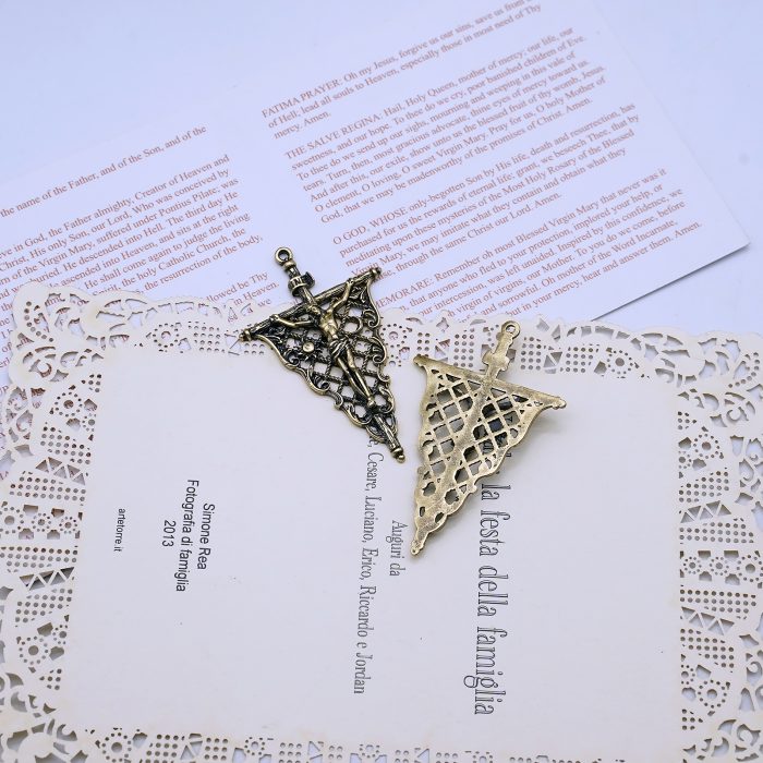 DIY十字架-复古镂空-黄铜-4.1x3.1cm Catholic religious art