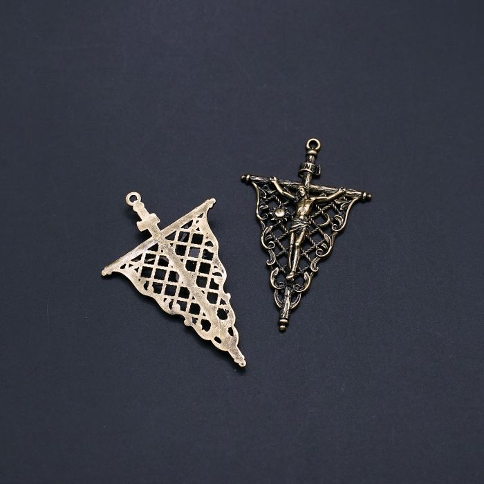 DIY十字架-复古镂空-黄铜-4.1x3.1cm Catholic religious art