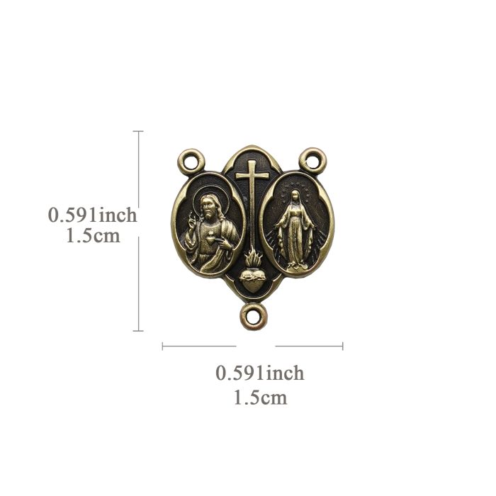 DIY三通-圣衣圣牌+显灵圣牌-(高清细节)黄铜做旧-1.5cm Catholic religious art