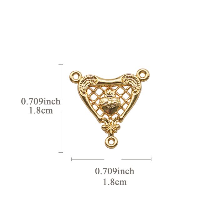 DIY三通-复古镂空圣心-黄铜-1.8cm Catholic religious art