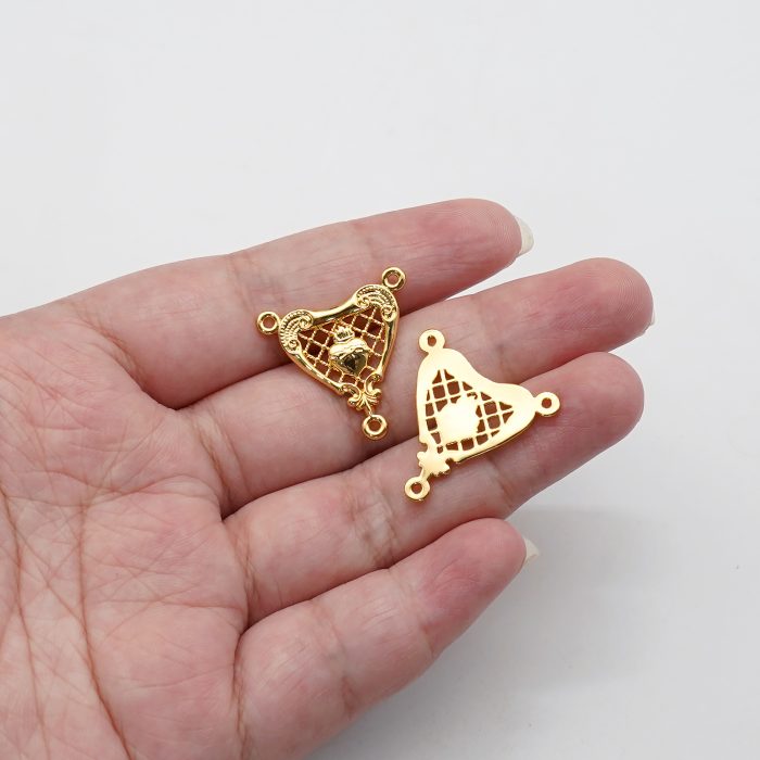 DIY三通-复古镂空圣心-黄铜-1.8cm Catholic religious art