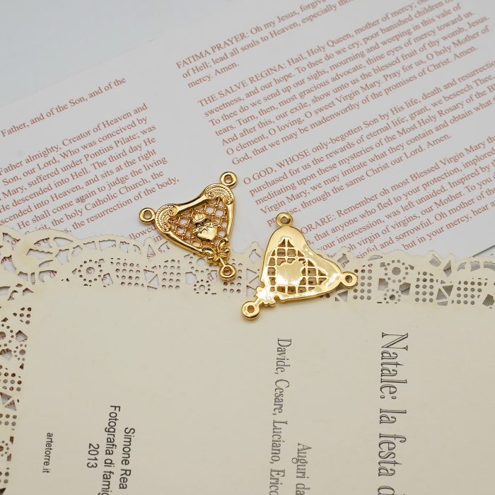 DIY三通-复古镂空圣心-黄铜-1.8cm Catholic religious art