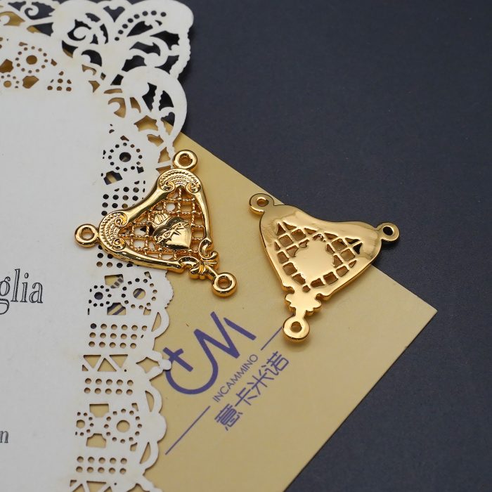 DIY三通-复古镂空圣心-黄铜-1.8cm Catholic religious art