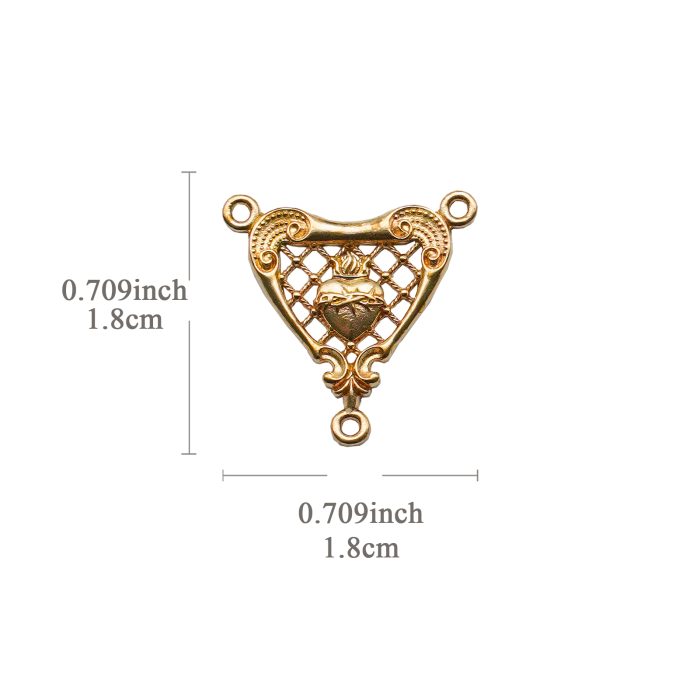 DIY三通-复古镂空圣心-黄铜-1.8cm Catholic religious art