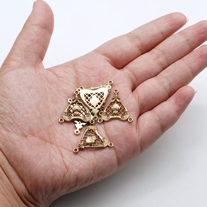 DIY三通-复古镂空圣心-黄铜-1.8cm Catholic religious art