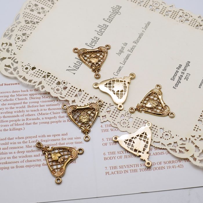 DIY三通-复古镂空圣心-黄铜-1.8cm Catholic religious art