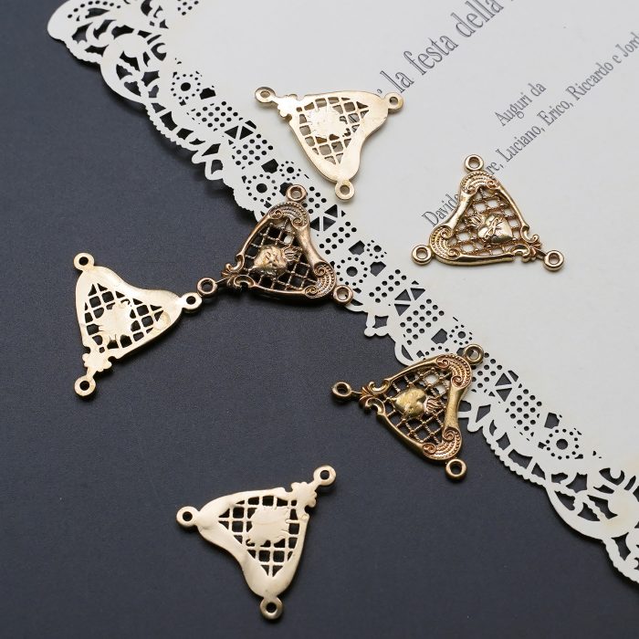 DIY三通-复古镂空圣心-黄铜-1.8cm Catholic religious art
