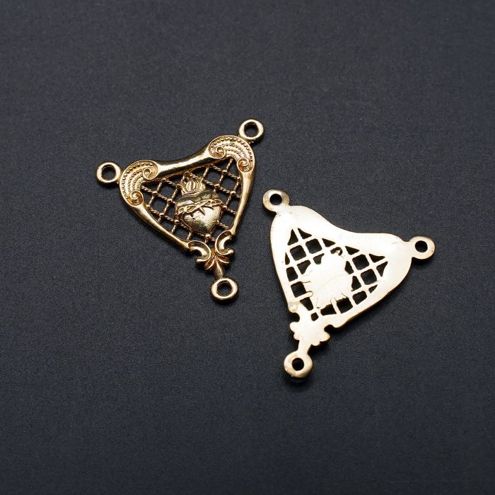 DIY三通-复古镂空圣心-黄铜-1.8cm Catholic religious art