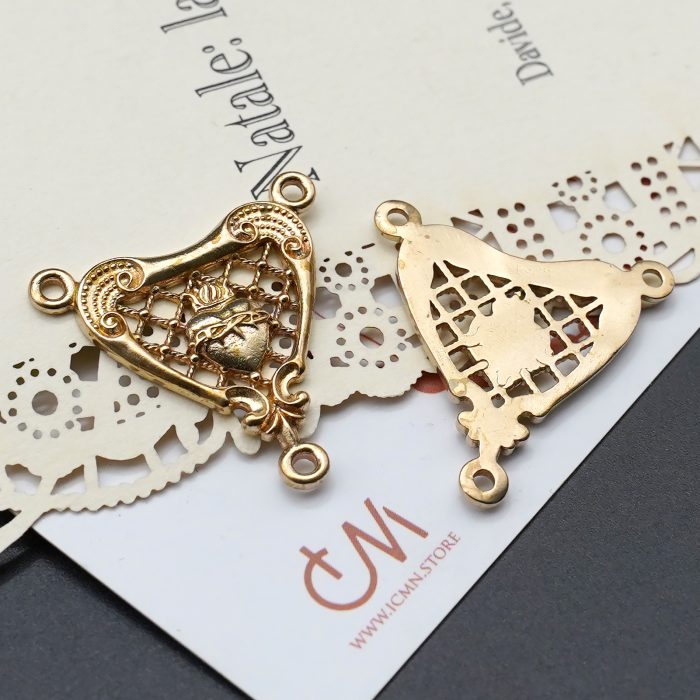 DIY三通-复古镂空圣心-黄铜-1.8cm Catholic religious art