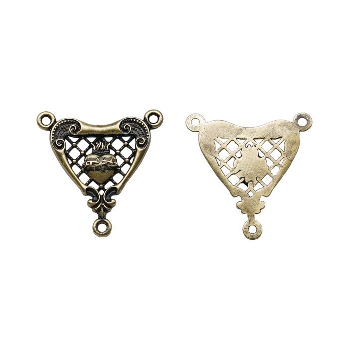 DIY三通-复古镂空圣心-黄铜-1.8cm Catholic religious art