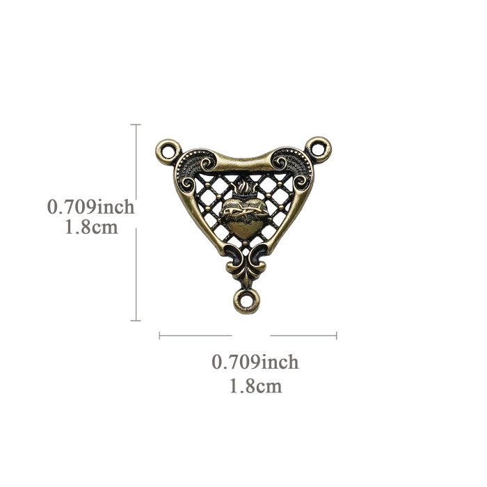 DIY三通-复古镂空圣心-黄铜-1.8cm Catholic religious art