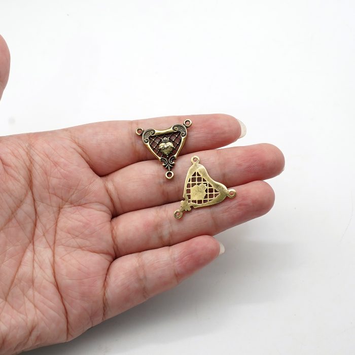 DIY三通-复古镂空圣心-黄铜-1.8cm Catholic religious art