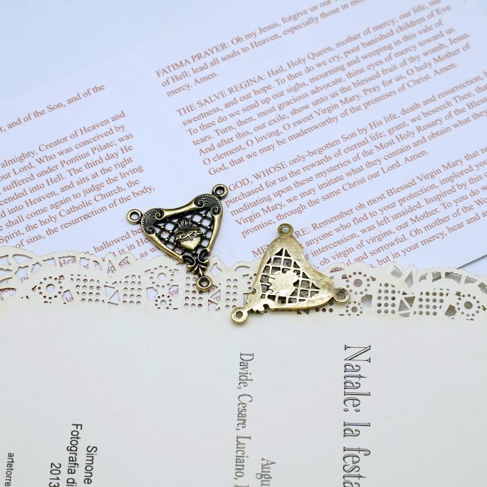 DIY三通-复古镂空圣心-黄铜-1.8cm Catholic religious art