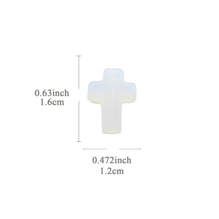 DIY双通-十字架-蛋白石-1.6x1.2cm Catholic religious art