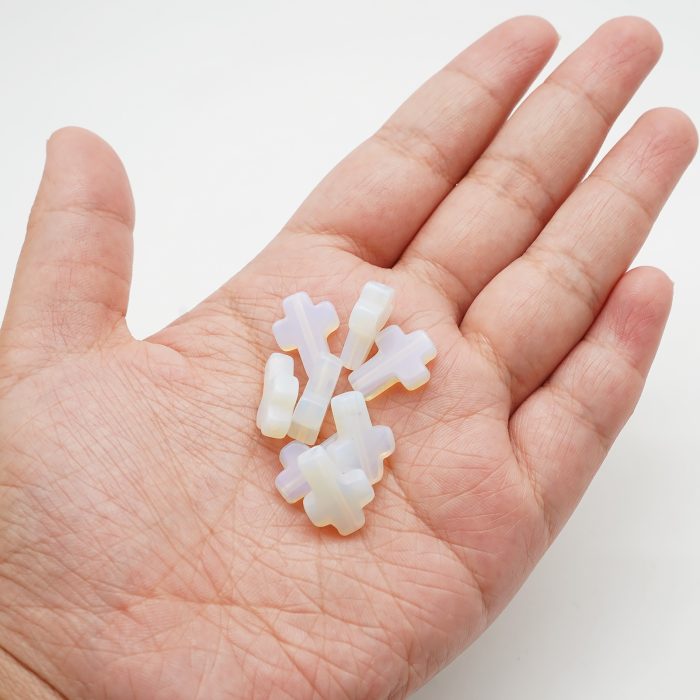 DIY双通-十字架-蛋白石-1.6x1.2cm Catholic religious art