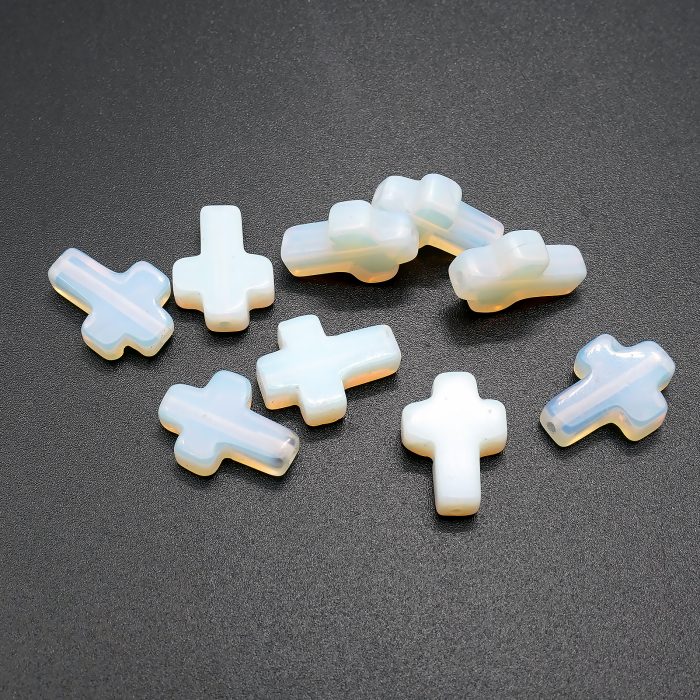 DIY双通-十字架-蛋白石-1.6x1.2cm Catholic religious art