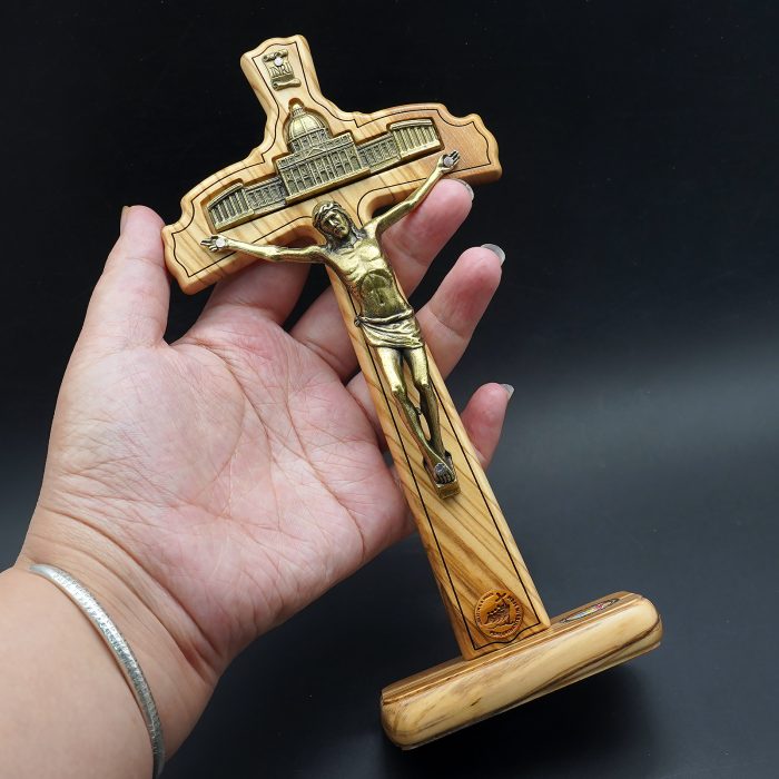 十字架-摆件-禧年-伯多禄大殿-铜色带底座-20x10cm Catholic religious art