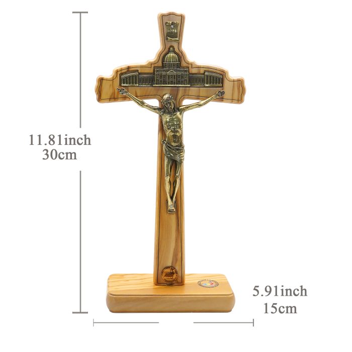 十字架-摆件-禧年-伯多禄大殿-铜色带底座-30x15cm Catholic religious art