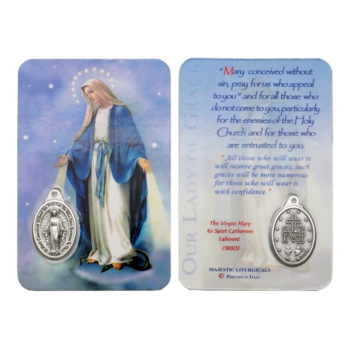 圣牌卡片-显灵圣母+祈祷文-8.5x5.5cm Catholic religious art