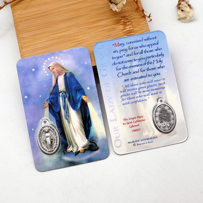 圣牌卡片-显灵圣母+祈祷文-8.5x5.5cm Catholic religious art