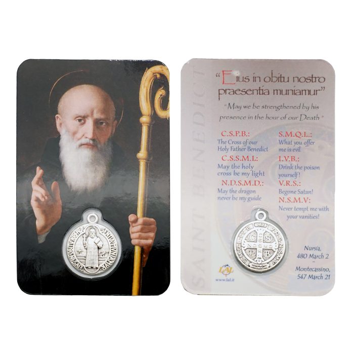 圣牌卡片-圣本笃+祈祷文-8.5x5.5cm Catholic religious art