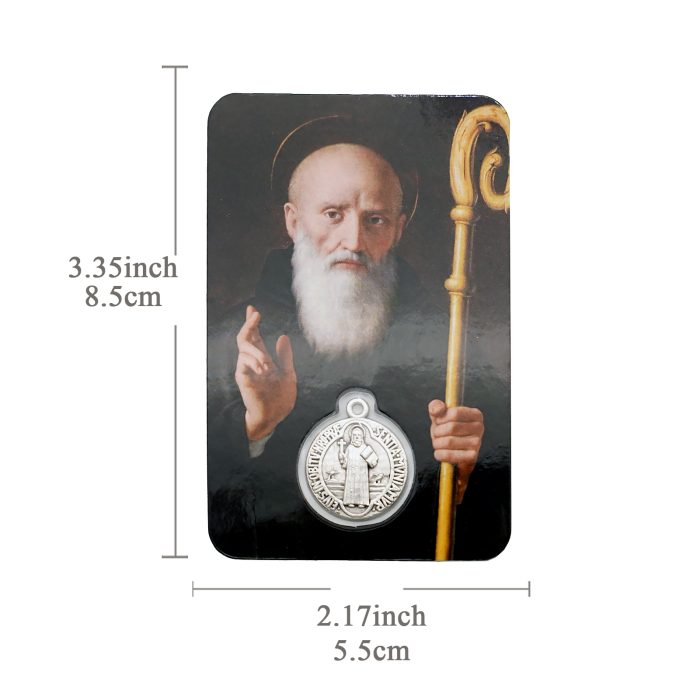 圣牌卡片-圣本笃+祈祷文-8.5x5.5cm Catholic religious art