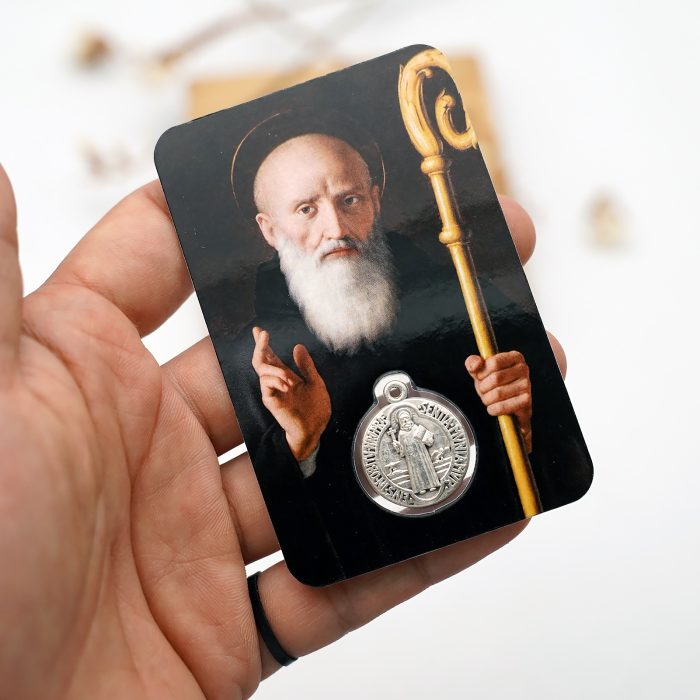 圣牌卡片-圣本笃+祈祷文-8.5x5.5cm Catholic religious art