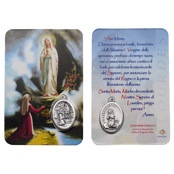 圣牌卡片-露德圣母和伯尔纳德-8.5x5.5cm Catholic religious art