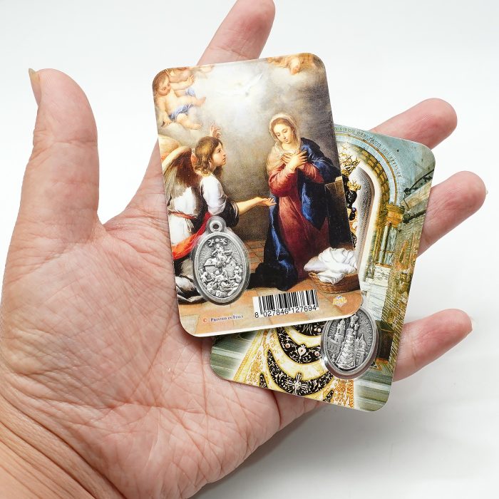 圣牌卡片- 洛雷托圣母+圣母领报-8.5x5.5cm Catholic religious art
