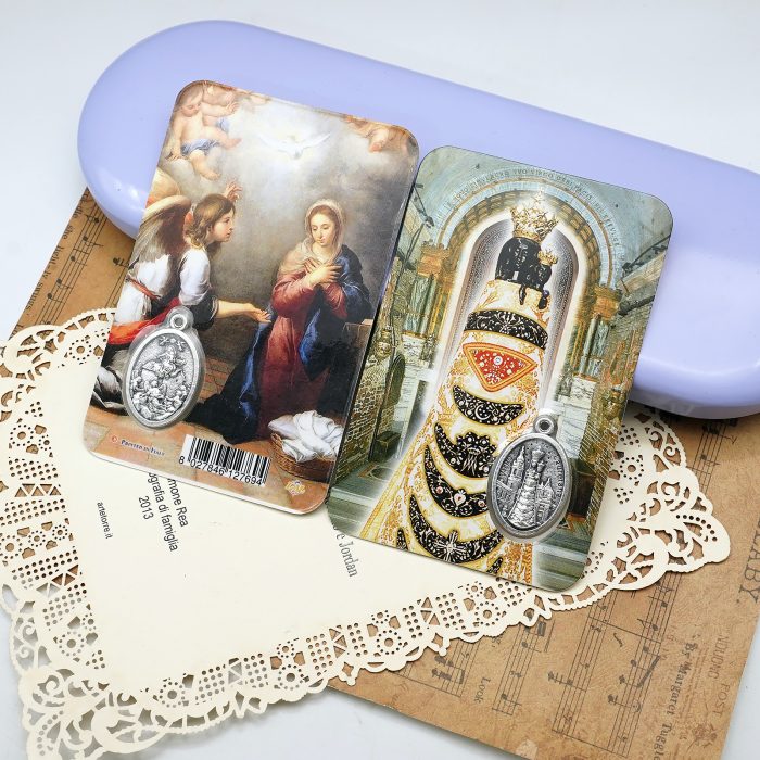 圣牌卡片- 洛雷托圣母+圣母领报-8.5x5.5cm Catholic religious art