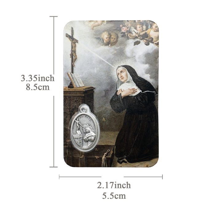 圣牌卡片-圣女利+祈祷文-8.5x5.5cm Catholic religious art