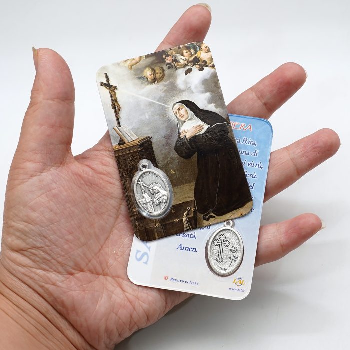 圣牌卡片-圣女利+祈祷文-8.5x5.5cm Catholic religious art