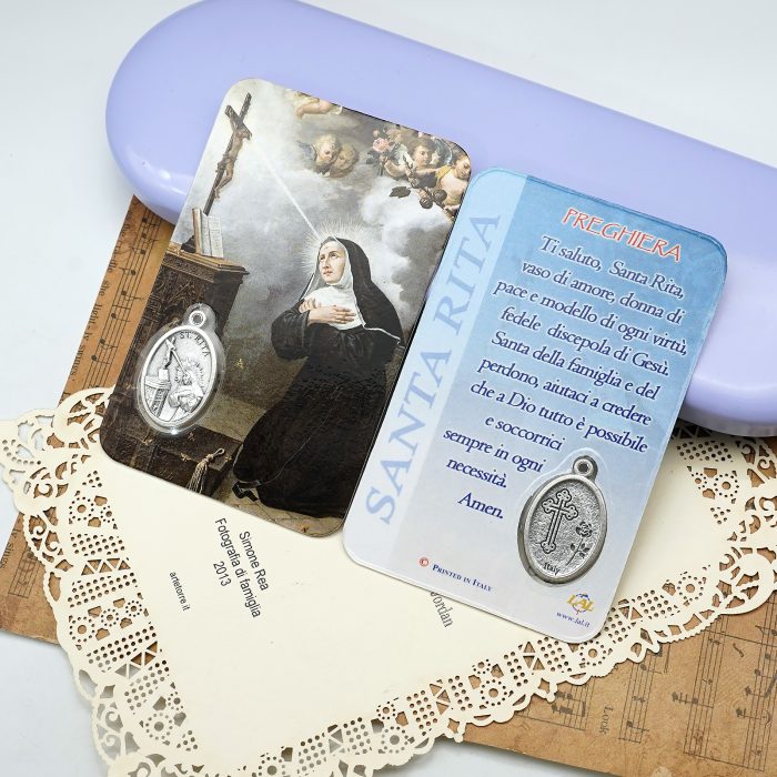 圣牌卡片-圣女利+祈祷文-8.5x5.5cm Catholic religious art