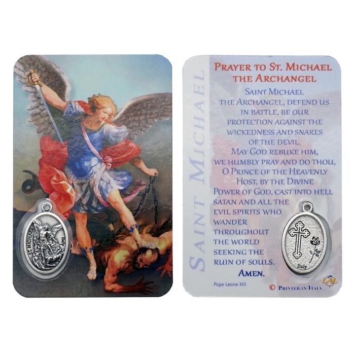 圣牌卡片-圣弥额+祈祷文-8.5x5.5cm Catholic religious art