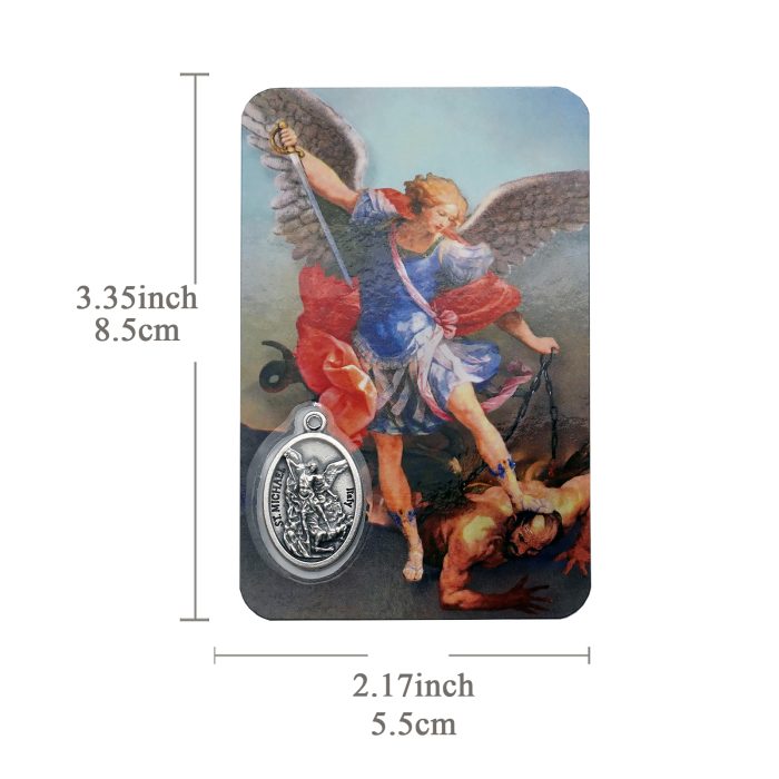 圣牌卡片-圣弥额+祈祷文-8.5x5.5cm Catholic religious art