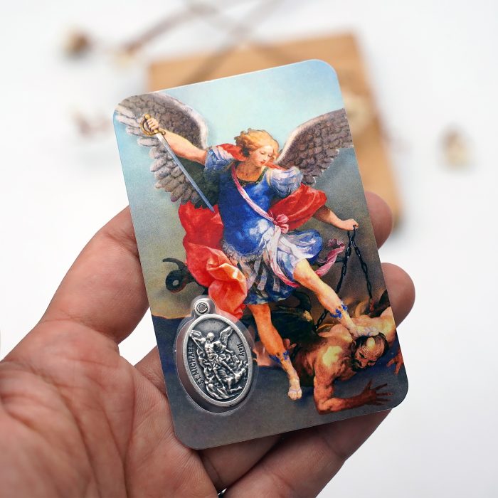 圣牌卡片-圣弥额+祈祷文-8.5x5.5cm Catholic religious art