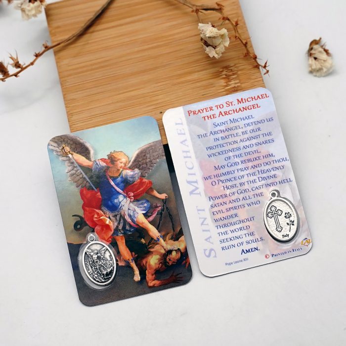 圣牌卡片-圣弥额+祈祷文-8.5x5.5cm Catholic religious art