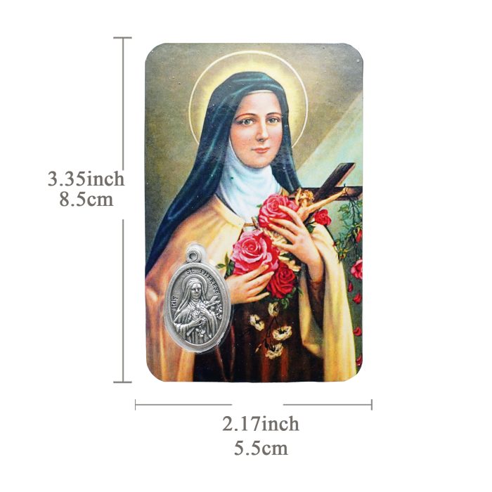 圣牌卡片-小德兰+祈祷文-8.5x5.5cm Catholic religious art