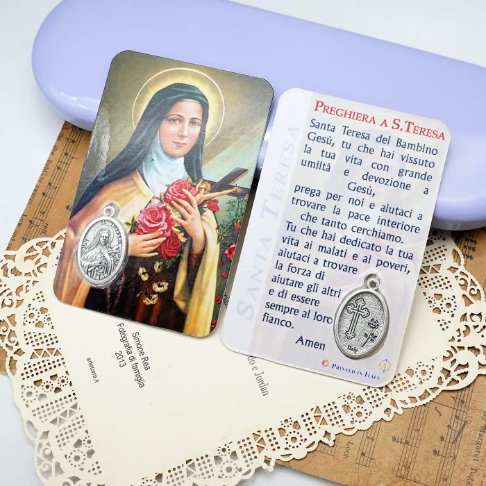 圣牌卡片-小德兰+祈祷文-8.5x5.5cm Catholic religious art