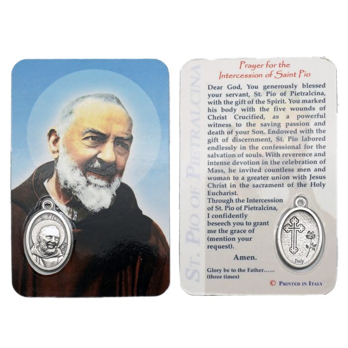 圣牌卡片-庇护神父+祈祷文-8.5x5.5cm Catholic religious art