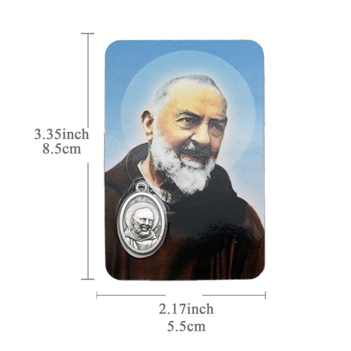 圣牌卡片-庇护神父+祈祷文-8.5x5.5cm Catholic religious art