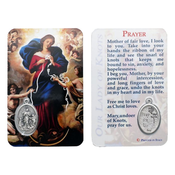 圣牌卡片-解结圣母+祈祷文-8.5x5.5cm Catholic religious art