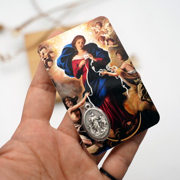 圣牌卡片-解结圣母+祈祷文-8.5x5.5cm Catholic religious art