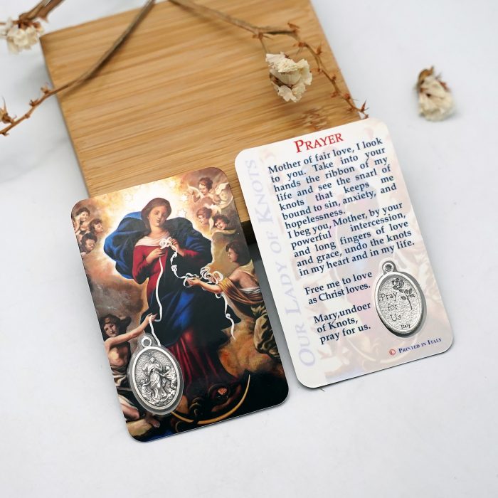 圣牌卡片-解结圣母+祈祷文-8.5x5.5cm Catholic religious art