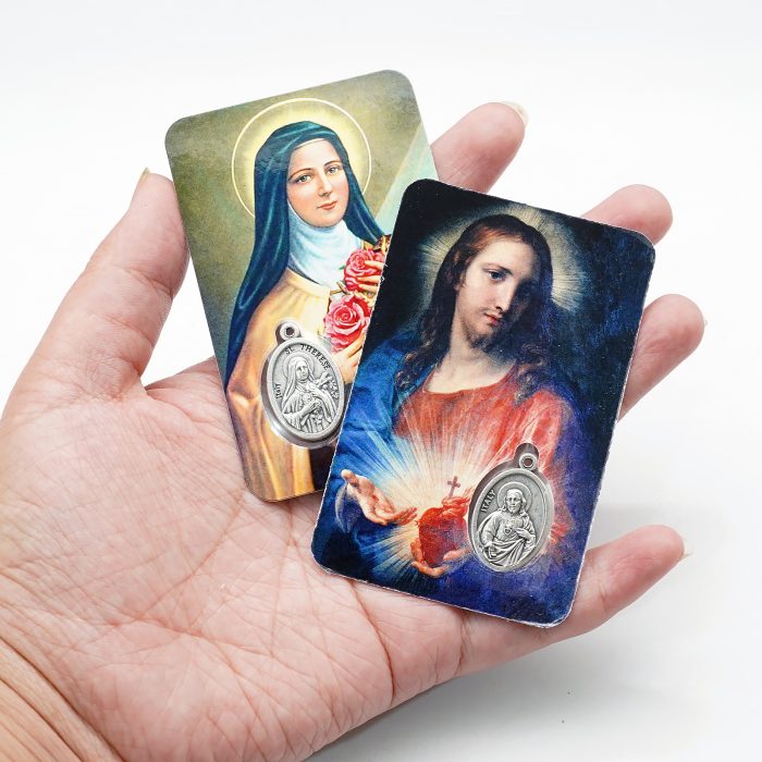 圣牌卡片-小德兰+耶稣圣心-8.5x5.5cm Catholic religious art