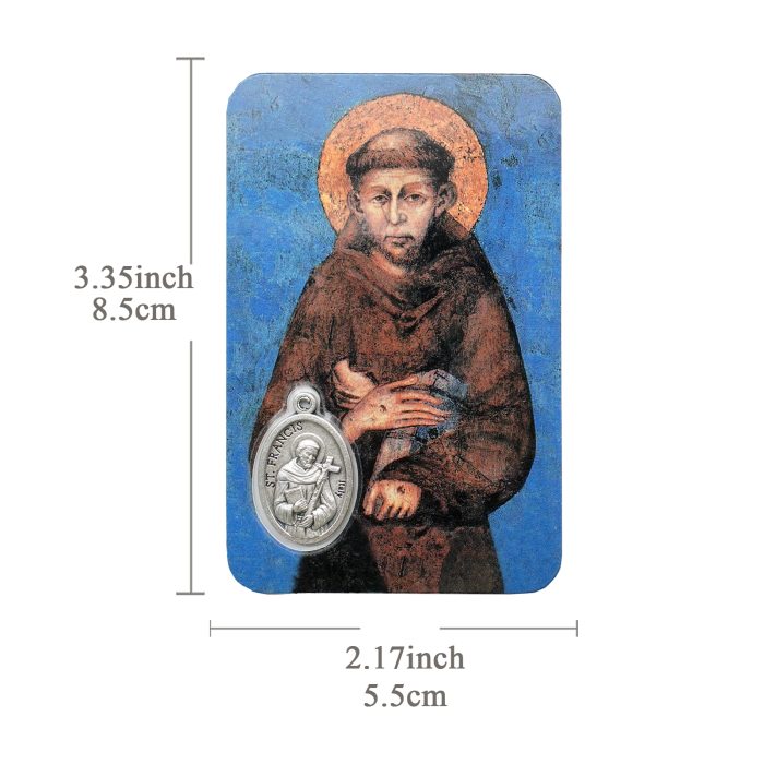 圣牌卡片-圣方济+祈祷文-8.5x5.5cm Catholic religious art