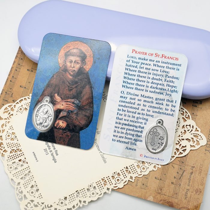 圣牌卡片-圣方济+祈祷文-8.5x5.5cm Catholic religious art
