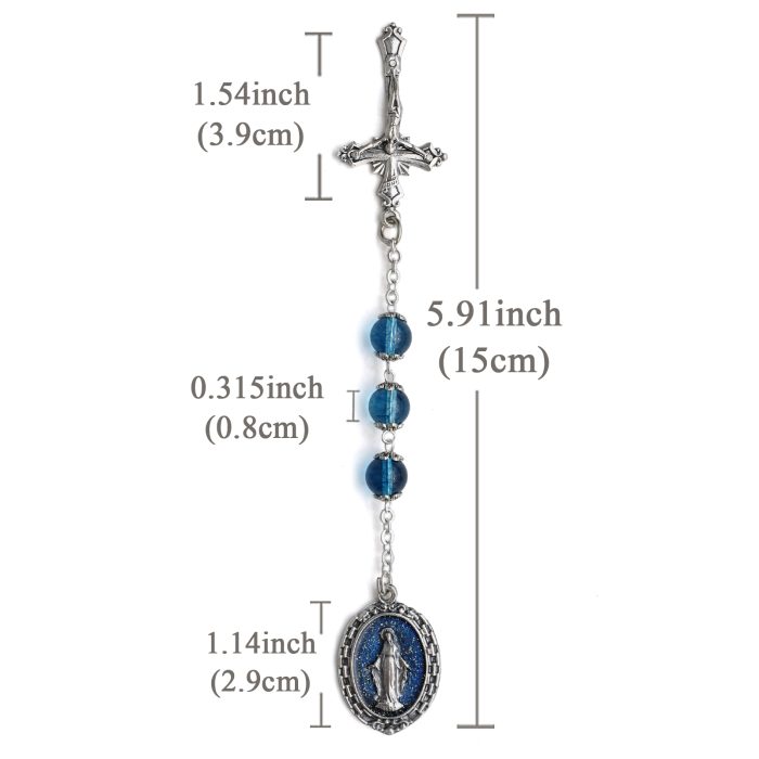 九珠串经-圣母无染原罪-蓝色爆花水晶8mm Catholic religious art