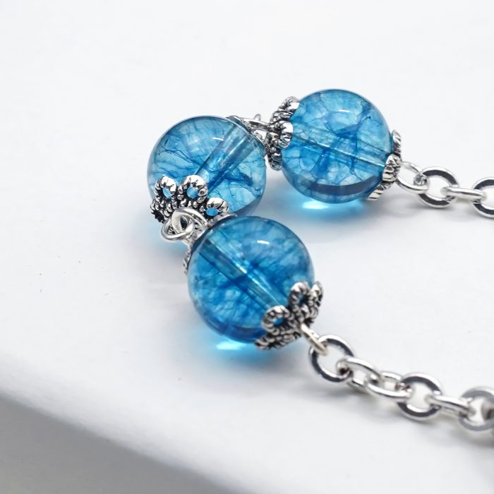 九珠串经-圣母无染原罪-蓝色爆花水晶8mm Catholic religious art